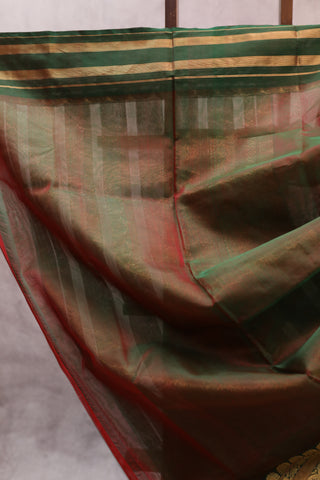 Two Tone Red Chanderi Tissue Silk Saree-SRTTRCTSS58