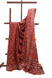 Maroon HBP Cotton Saree With Beads - SRMCS203