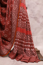 Maroon HBP Cotton Saree With Beads - SRMCS203
