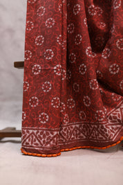 Maroon HBP Cotton Saree With Beads - SRMCS203