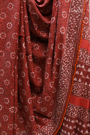 Maroon HBP Cotton Saree With Beads - SRMCS203