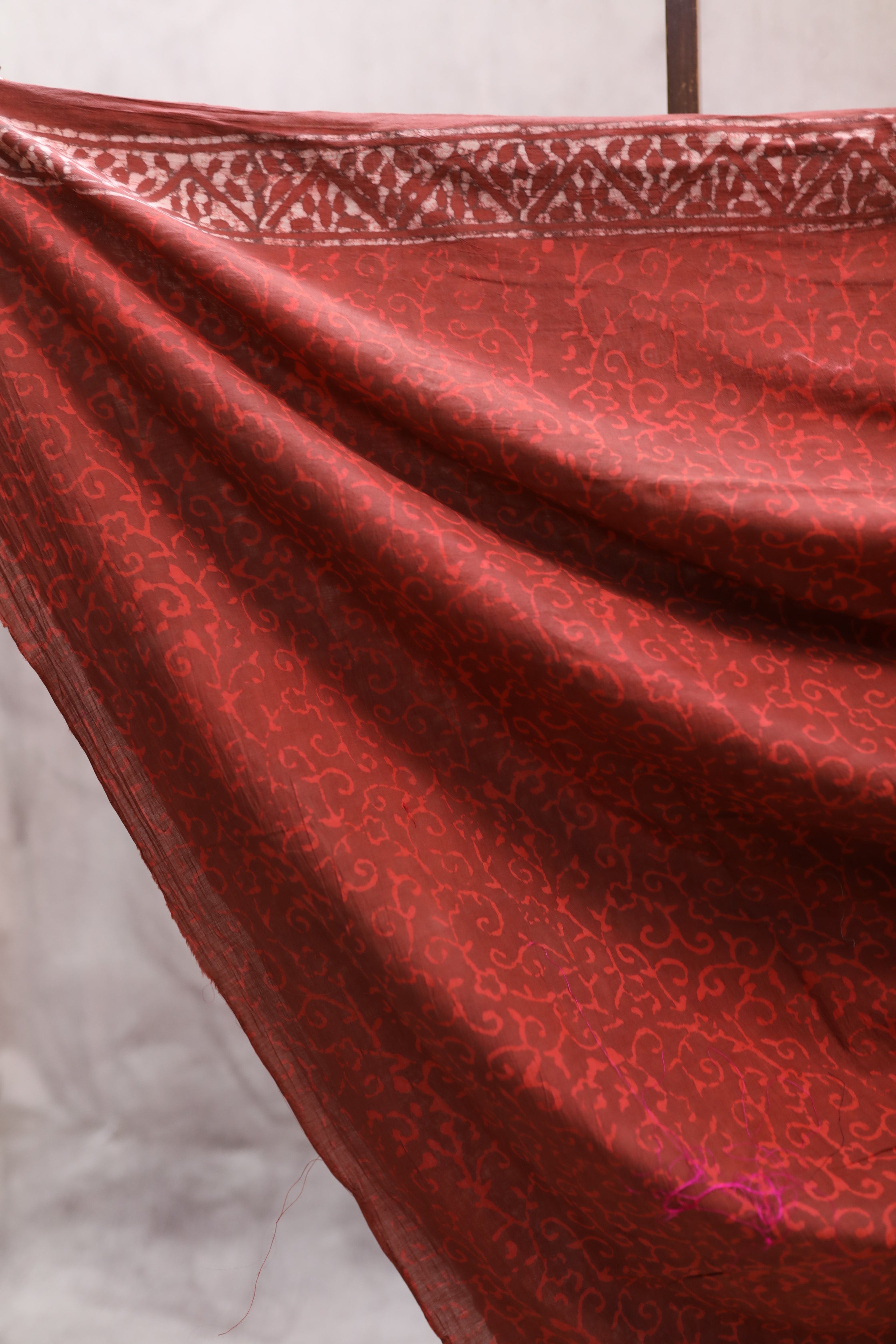 Maroon HBP Cotton Saree With Beads - SRMCS203