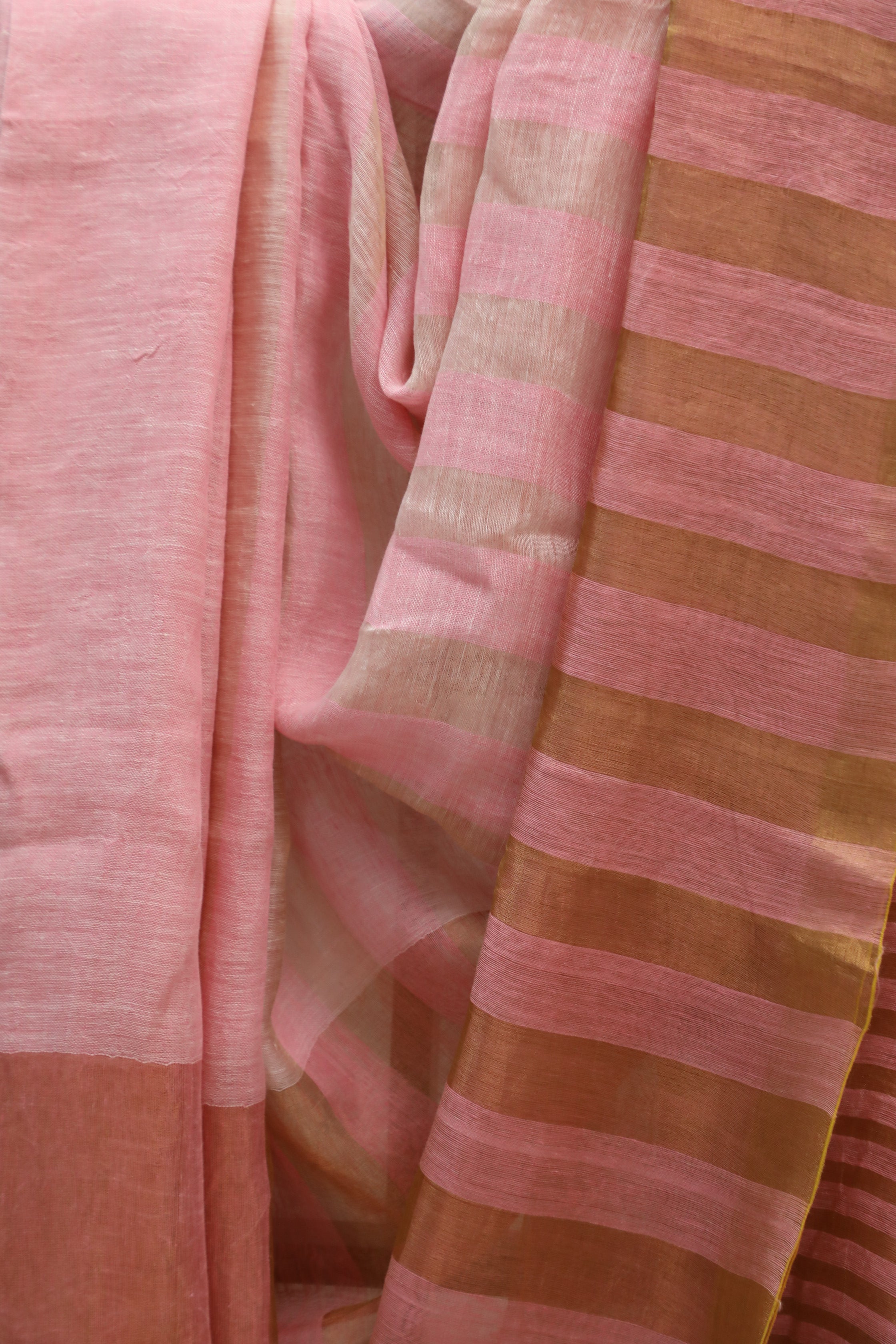 Pink Plain Linen Saree With Tassels-SRPPLS165