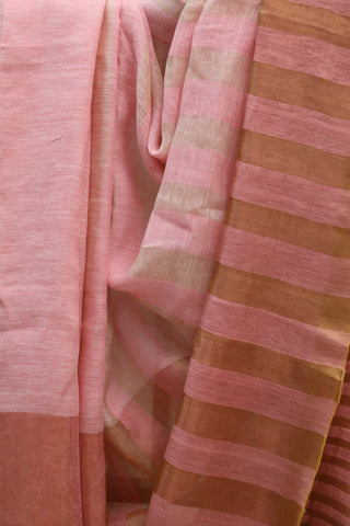 Pink Plain Linen Saree With White Tassels-SRPPLS165