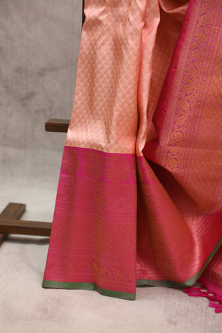 Peach Gadwal Silk Saree - SRPGSS364