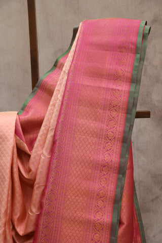 Peach Gadwal Silk Saree - SRPGSS364