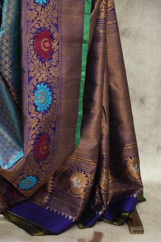 Two Tone Blue Gadwal Silk Saree - SRTTBGSS360