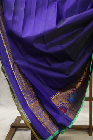 Two Tone Blue Gadwal Silk Saree - SRTTBGSS360