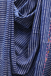 Indigo HBP Cotton Saree With Beads-SRICS195