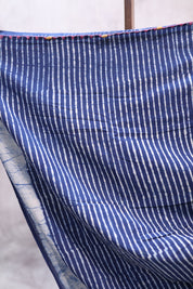 Indigo HBP Cotton Saree With Beads-SRICS195