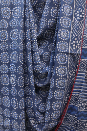 Indigo HBP Cotton Saree With Beads - SRICS194
