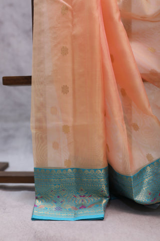 Peach Chanderi Tissue Silk Saree-SRPTSS75