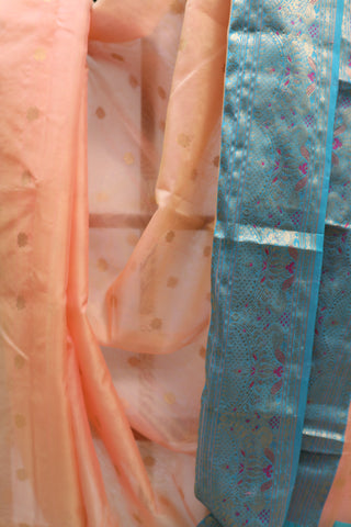 Peach Chanderi Tissue Silk Saree-SRPTSS75