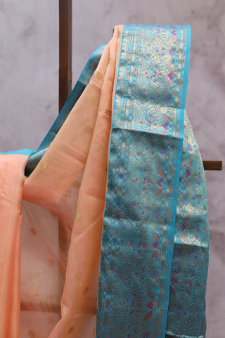 Peach Chanderi Tissue Silk Saree-SRPTSS75