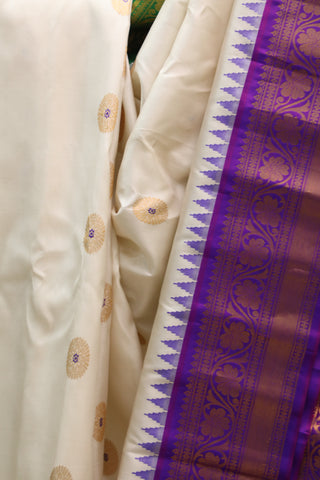 Off White Gadwal Silk Saree - SRWGSS374