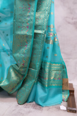 Green Chanderi Tissue Silk Saree-SRGCTSS77