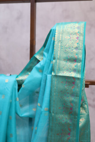 Green Chanderi Tissue Silk Saree-SRGCTSS77