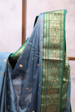 Dark Grey Chanderi Tissue Silk Saree-SRDGCTSS79