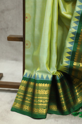 Pastel Green Gadwal Silk Saree - SRPGGSS373