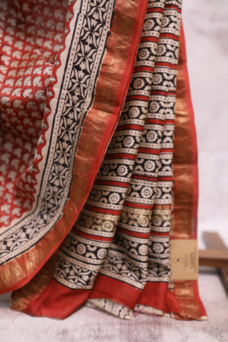 Red HBP Cotton Silk Chanderi Saree - SRRCSCS635