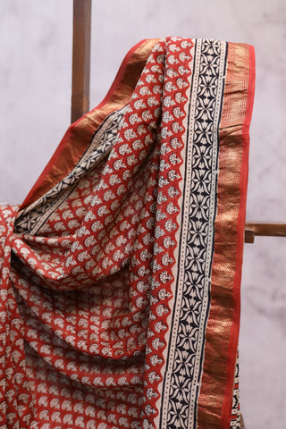 Red HBP Cotton Silk Chanderi Saree - SRRCSCS635