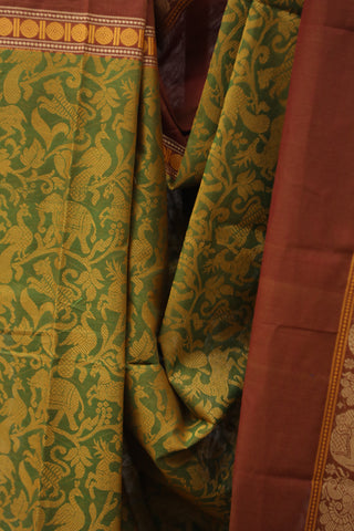 Mehendi Green Kanchi Cotton Saree-SRSKCS213EX