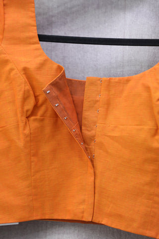 Orange Cotton Round-Neck Blouse-SROCRNB26