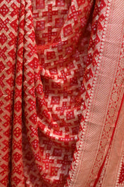 Red Bandhani Georgette Banarasi Silk Saree - SRRBGBSS419
