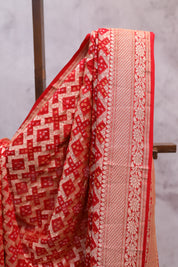 Red Bandhani Georgette Banarasi Silk Saree - SRRBGBSS419