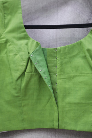 Green Cotton Round-Neck Blouse-SRGCRNB33