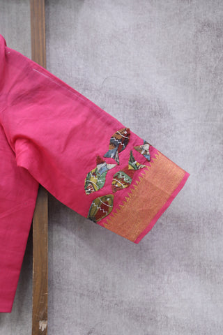 Pink Cotton Round-Neck Blouse-SRPCRNB21