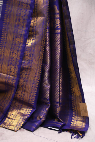 Off White Gadwal Silk Saree - SROWGSS355