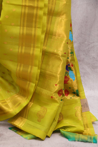 Lime Green Gadwal Silk Saree - SRLGGSS383