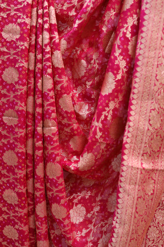 Pink Bandhani Georgette Banarasi Silk Saree - SRPBGBSS420