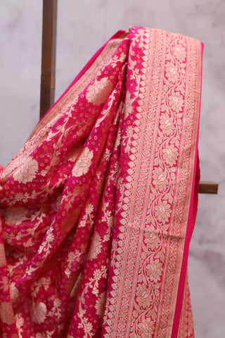 Pink Bandhani Georgette Banarasi Silk Saree - SRPBGBSS420