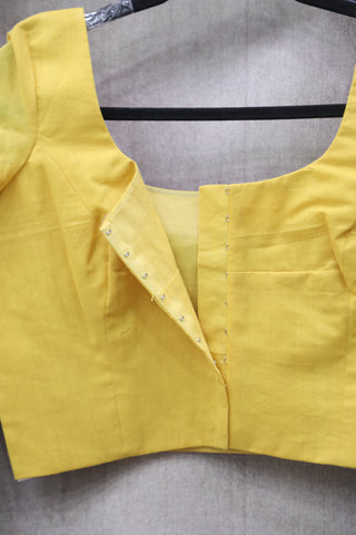 Yellow Cotton Round-Neck Blouse-SRYCRNB36