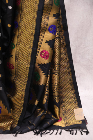 Black Gadwal Silk Saree - SRBGSS375