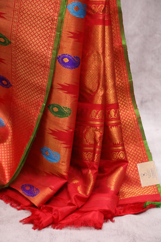 Red Gadwal Silk Saree - SRRGSS376