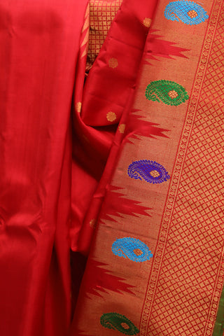 Red Gadwal Silk Saree - SRRGSS376