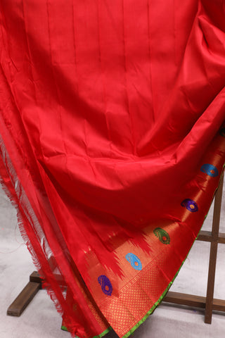 Red Gadwal Silk Saree - SRRGSS376