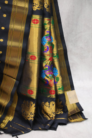 Black Gadwal Silk Saree - SRBGSS392