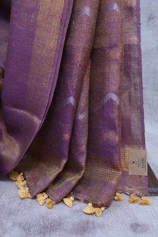 Purple Tissue Linen Jamdani Saree - SRPTLJS29