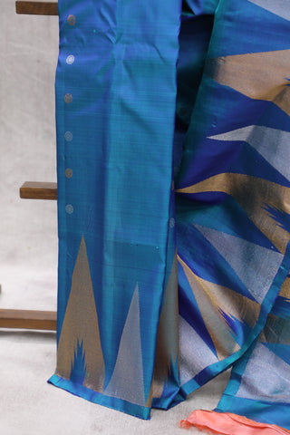 Blue Gadwal Silk Saree - SRBGSS380