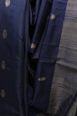 Midnight Blue Raw Silk Saree - SRMBRSS270