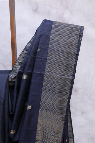 Midnight Blue Raw Silk Saree - SRMBRSS270