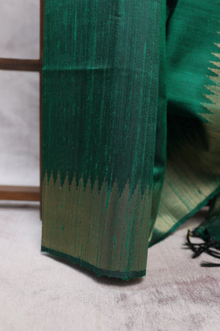 Green Raw Silk Saree - SRGRSS266