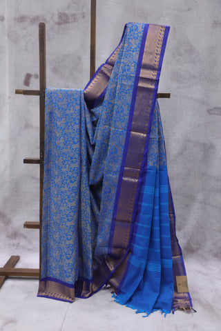 Bluish- grey Kanchi Cotton Saree-SRSKCS220EX