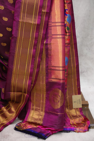 Magenta Gadwal Silk Saree - SRMGSS384