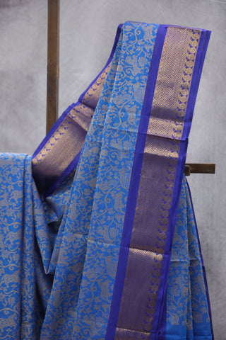 Bluish- grey Kanchi Cotton Saree-SRSKCS220EX