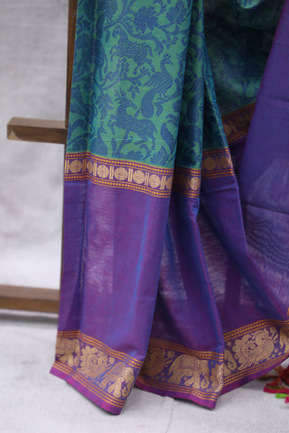 Aqua Blue Kanchi Cotton Saree-SRSKCS215EX